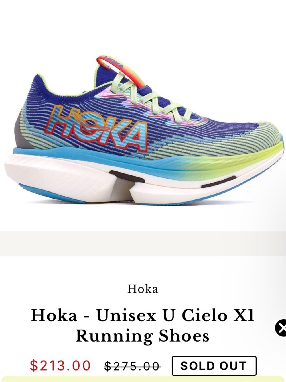 Hoka Running Shoe in Blue, Lime and Aqua Gradient